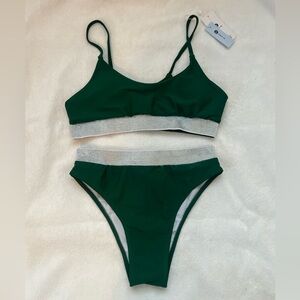 Green Rhinestone Bikini Set